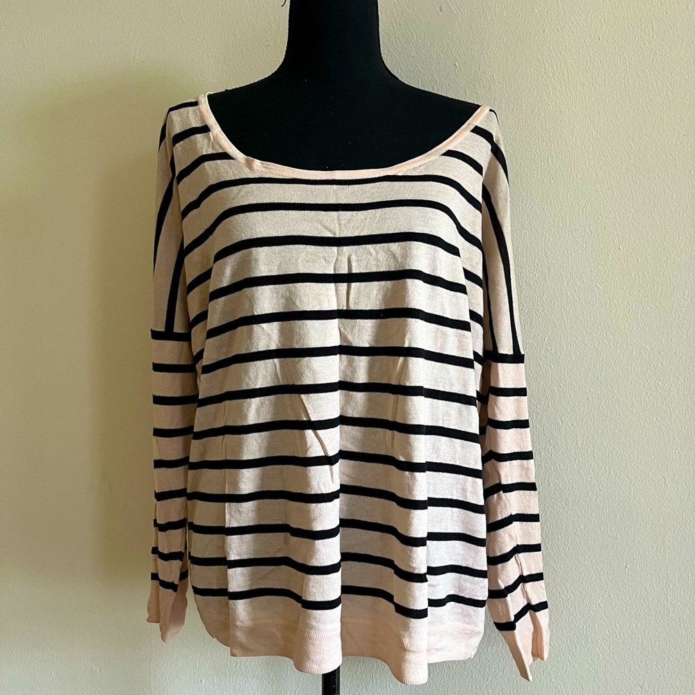 Victoria's Secret Black and light pink Striped Blouse